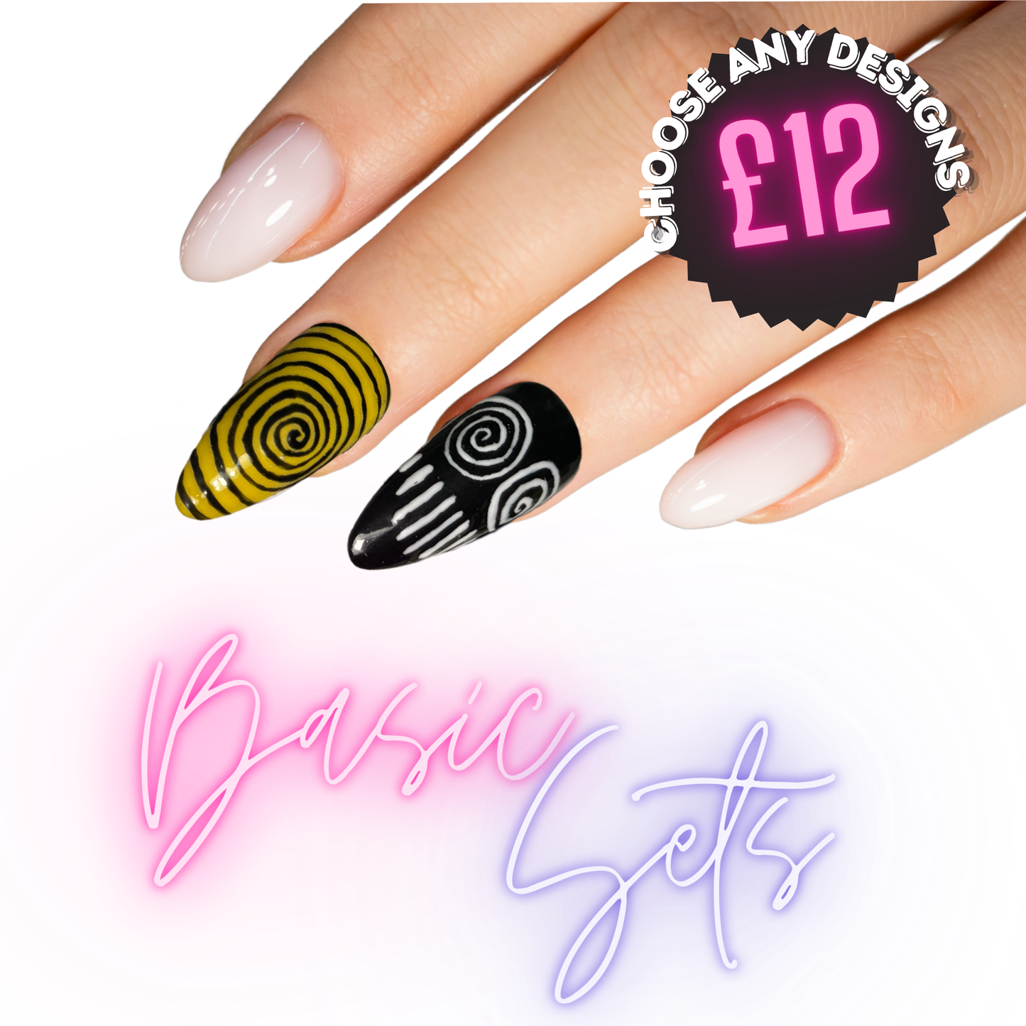 Basic Sets - Press On Nails Set, Theme Park Nails, Nerdy Press On Nails, Alternative Nails