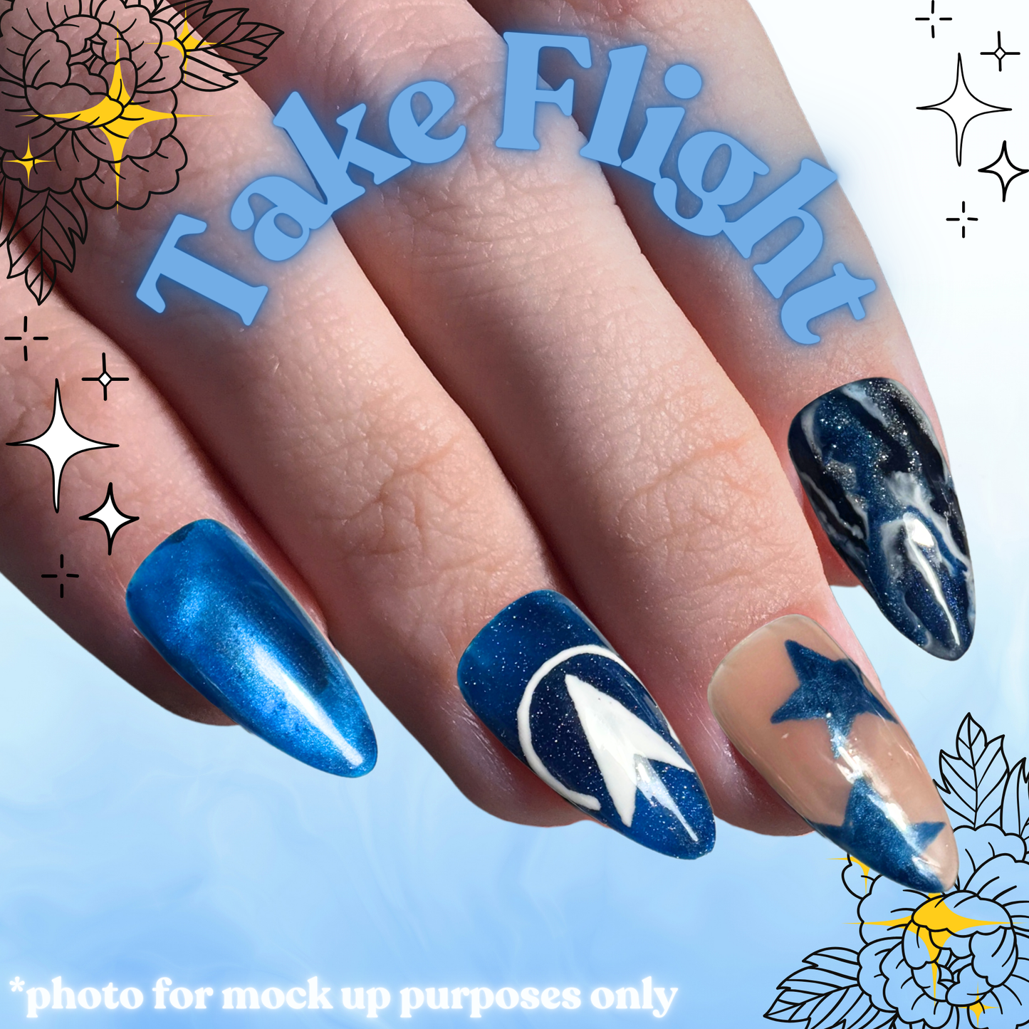 Take Flight - Press On Nails Set, Theme Park Nails, Nerdy Press On Nails, Alternative Nails