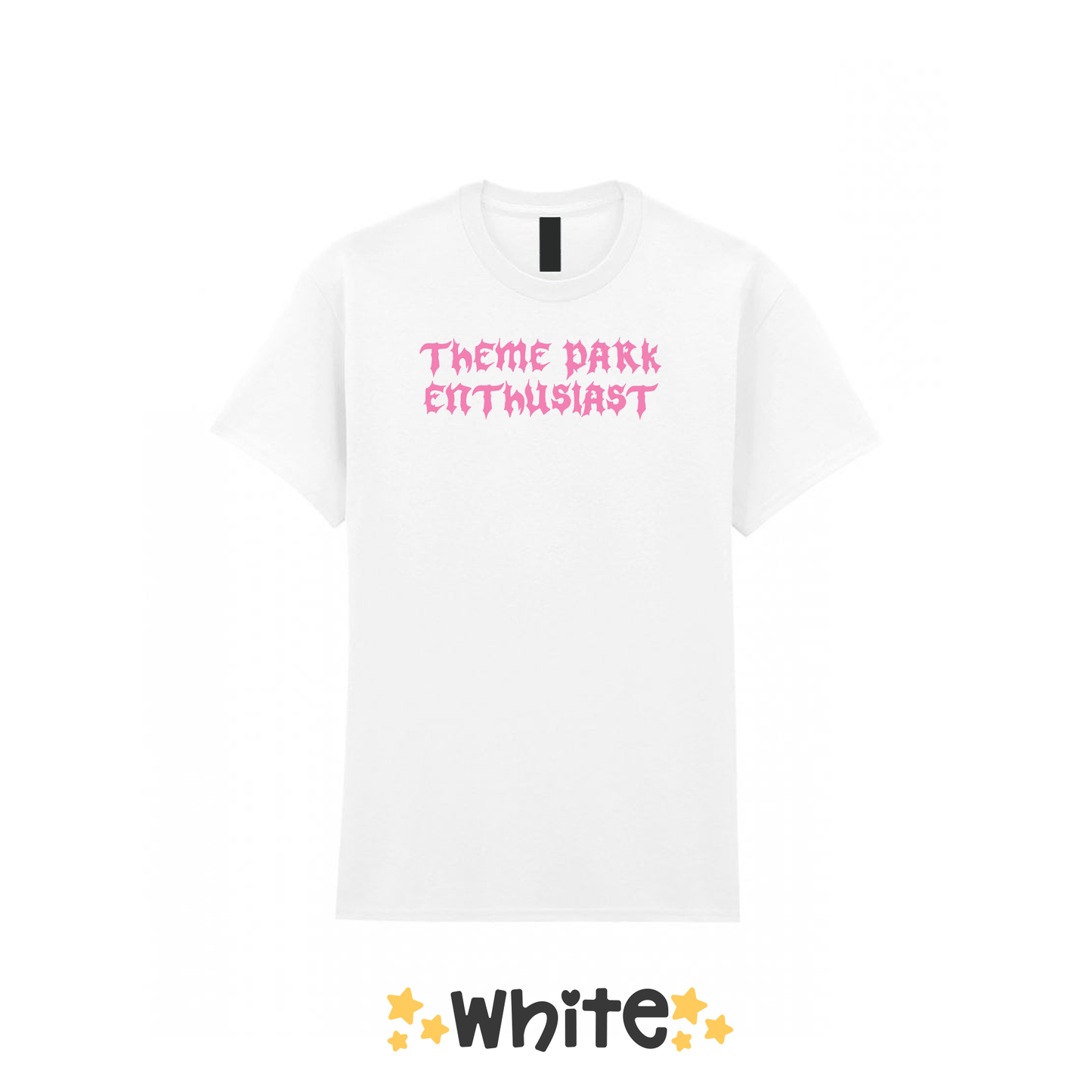 Gothic Style "Theme Park Enthusiast" T-Shirt (Pink Print)