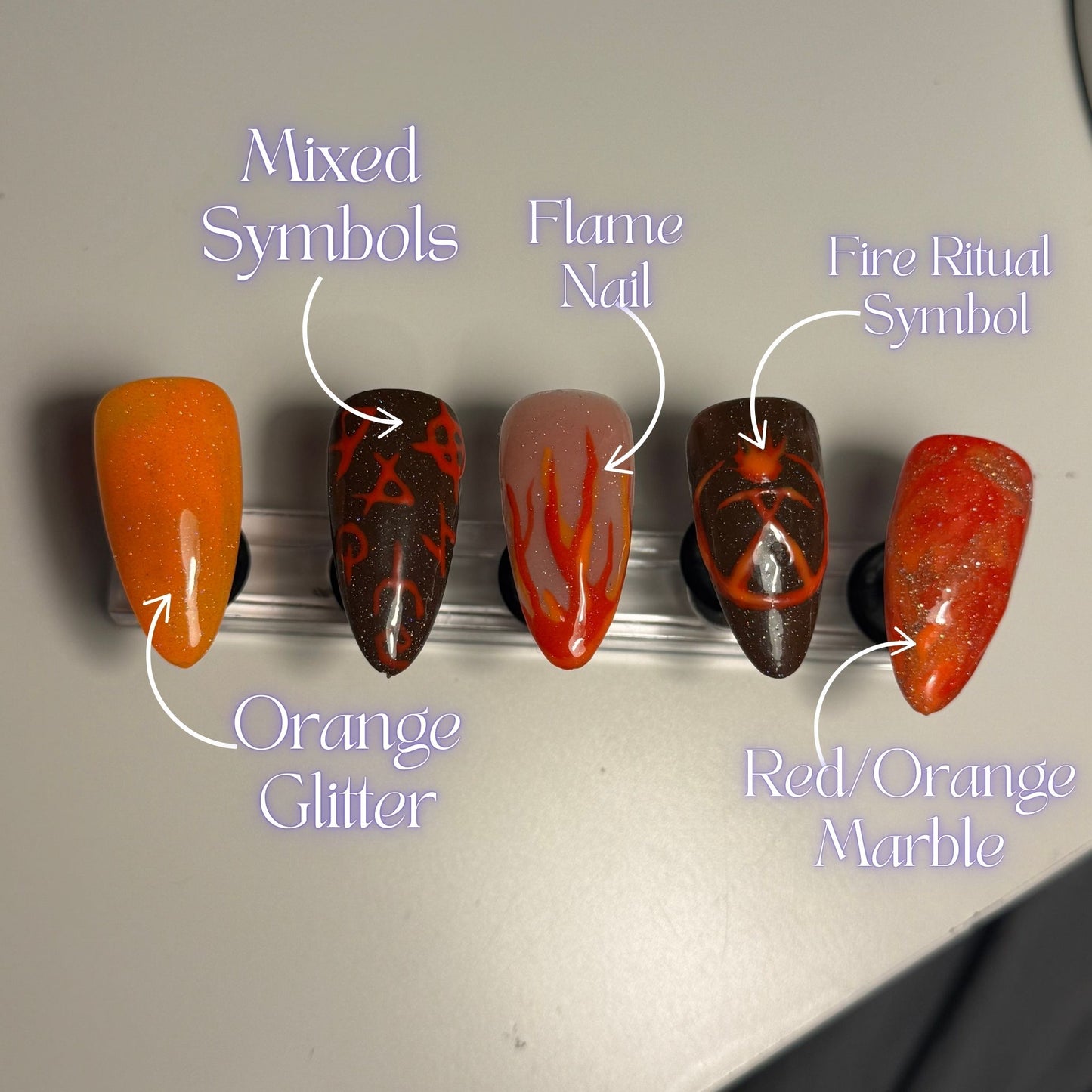 Fire Ritual - Cosplay, Press On Nails Set, Theme Park Nails, Nerdy Press On Nails, Alternative Nails