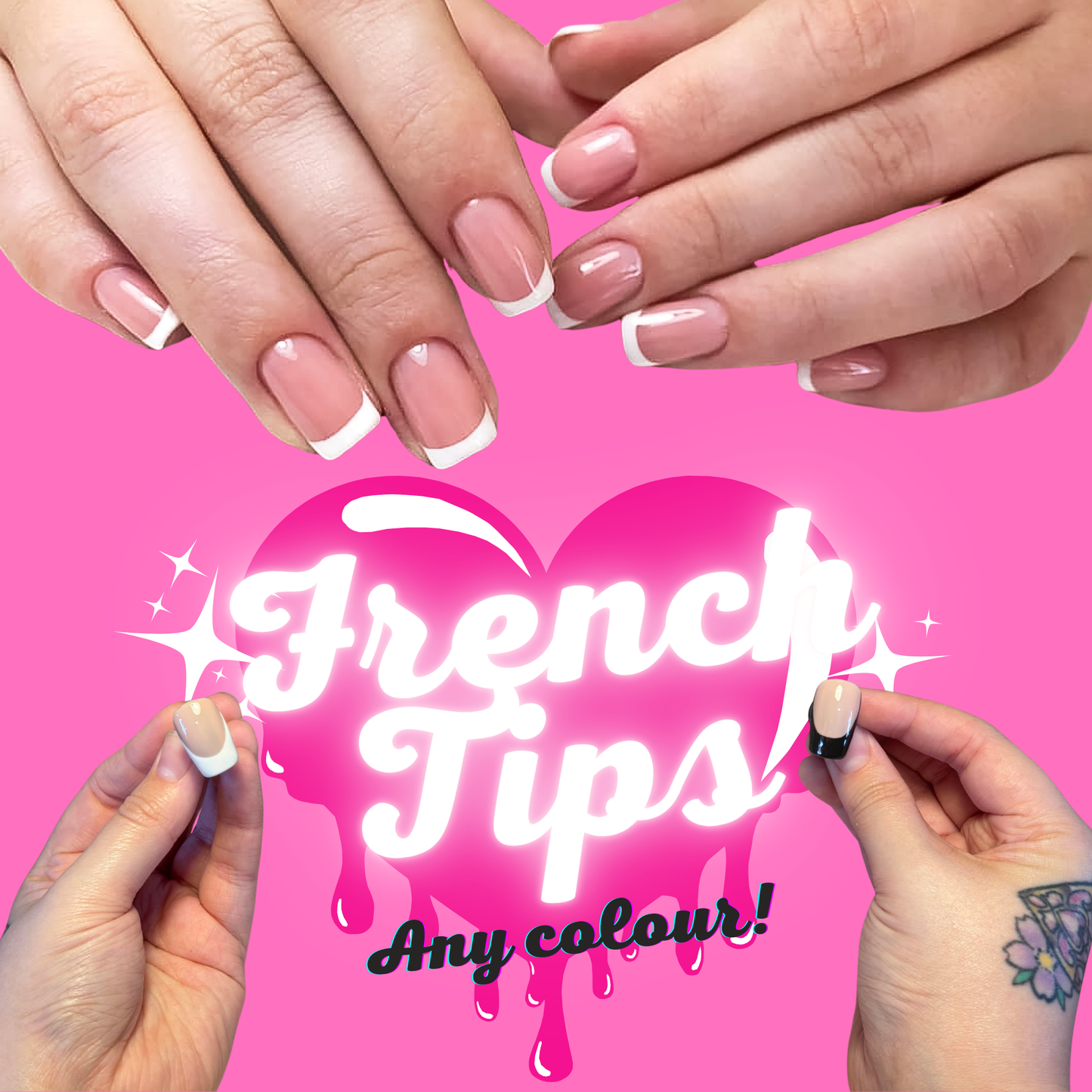 French Tips - Press On Nails Set, Custom Press Ons, French Tip Nails, Bespoke Nails