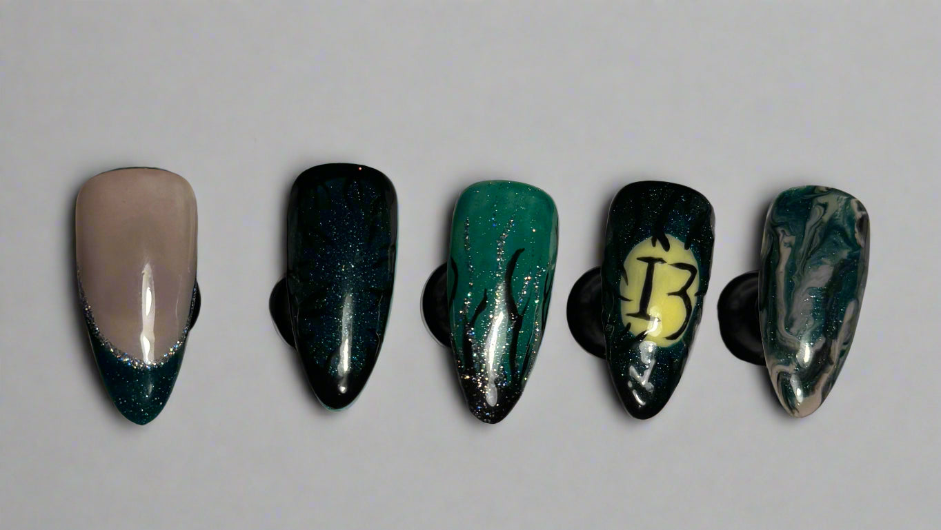Down To The Woods - Press On Nails Set, Theme Park Nails, Nerdy Press On Nails, Alternative Nails