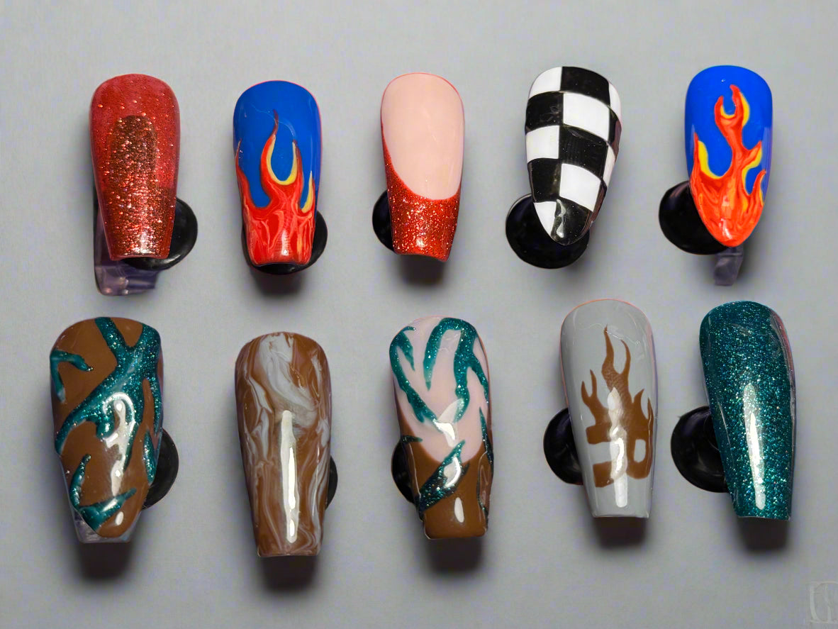 Speed Queen - Cosplay, Press On Nails Set, Theme Park Nails, Nerdy Press On Nails, Alternative Nails
