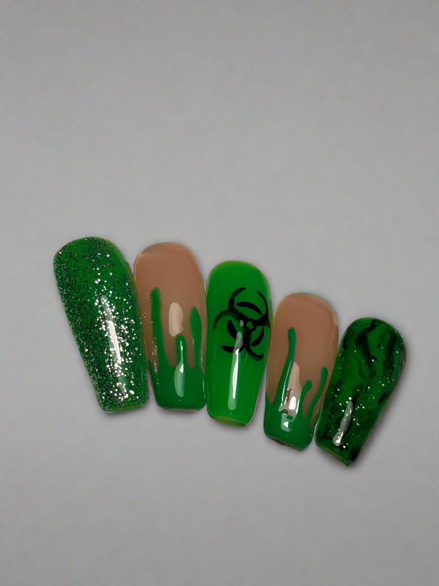 Biohazard - Cosplay, Press On Nails Set, Theme Park Nails, Nerdy Press On Nails, Alternative Nails