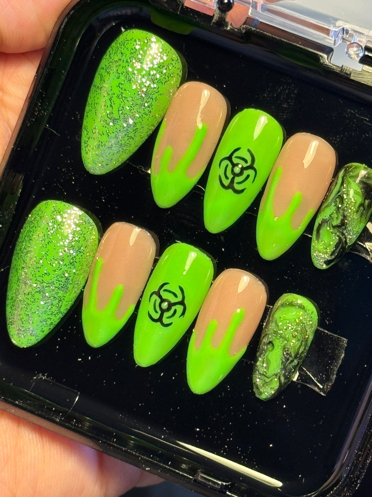 Biohazard - Cosplay, Press On Nails Set, Theme Park Nails, Nerdy Press On Nails, Alternative Nails