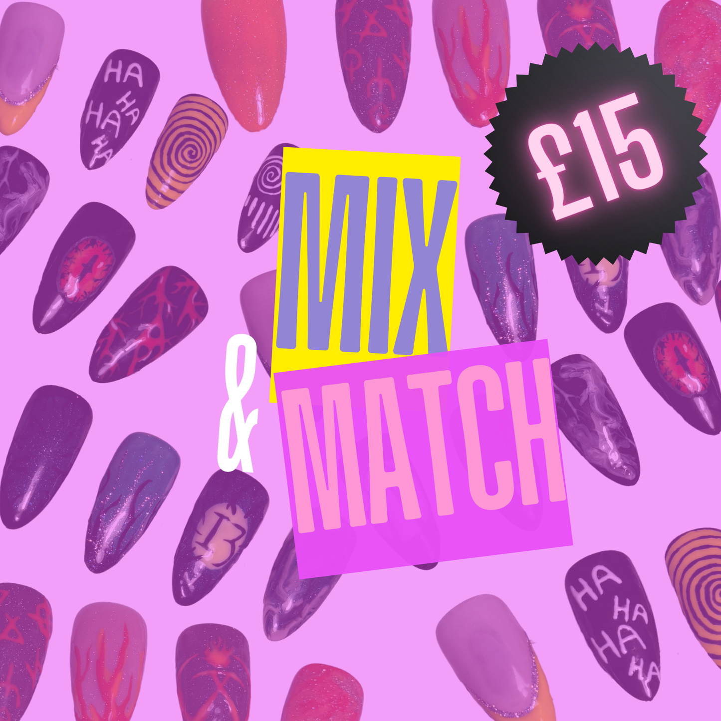 Mix & Match Nails - Press On Nails Set, Theme Park Nails, Nerdy Press On Nails, Alternative Nails