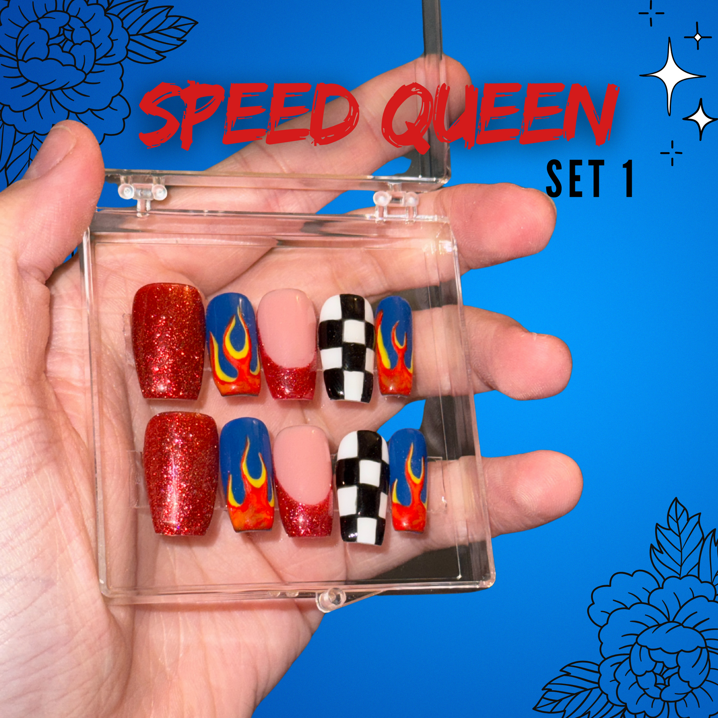 Speed Queen - Cosplay, Press On Nails Set, Theme Park Nails, Nerdy Press On Nails, Alternative Nails