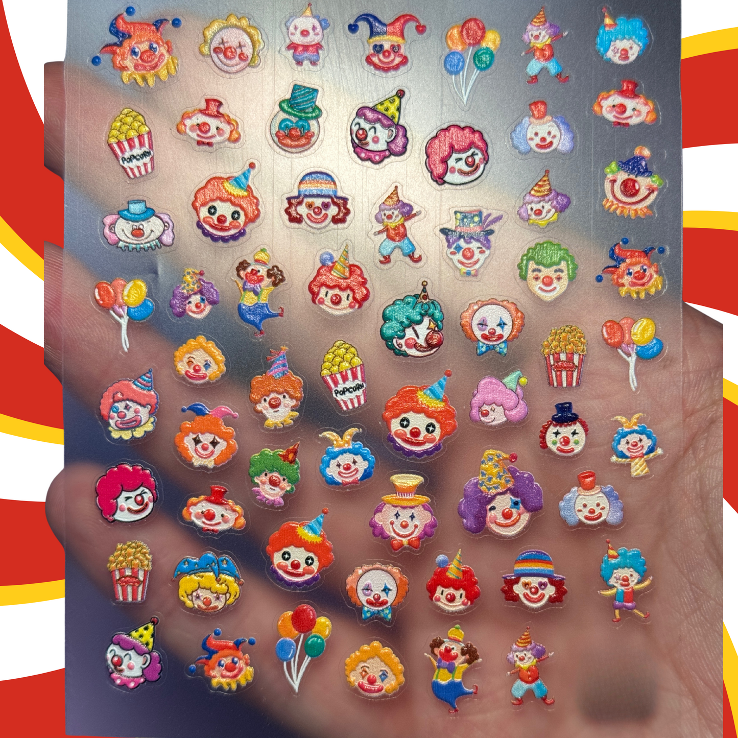 Circus Delights - Cosplay, Press On Nails Set, Horror Nails, Halloween Press Ons, Nerdy Press On Nails, Alternative Nails, Horror Nails, Circus Nails, Clown Nails
