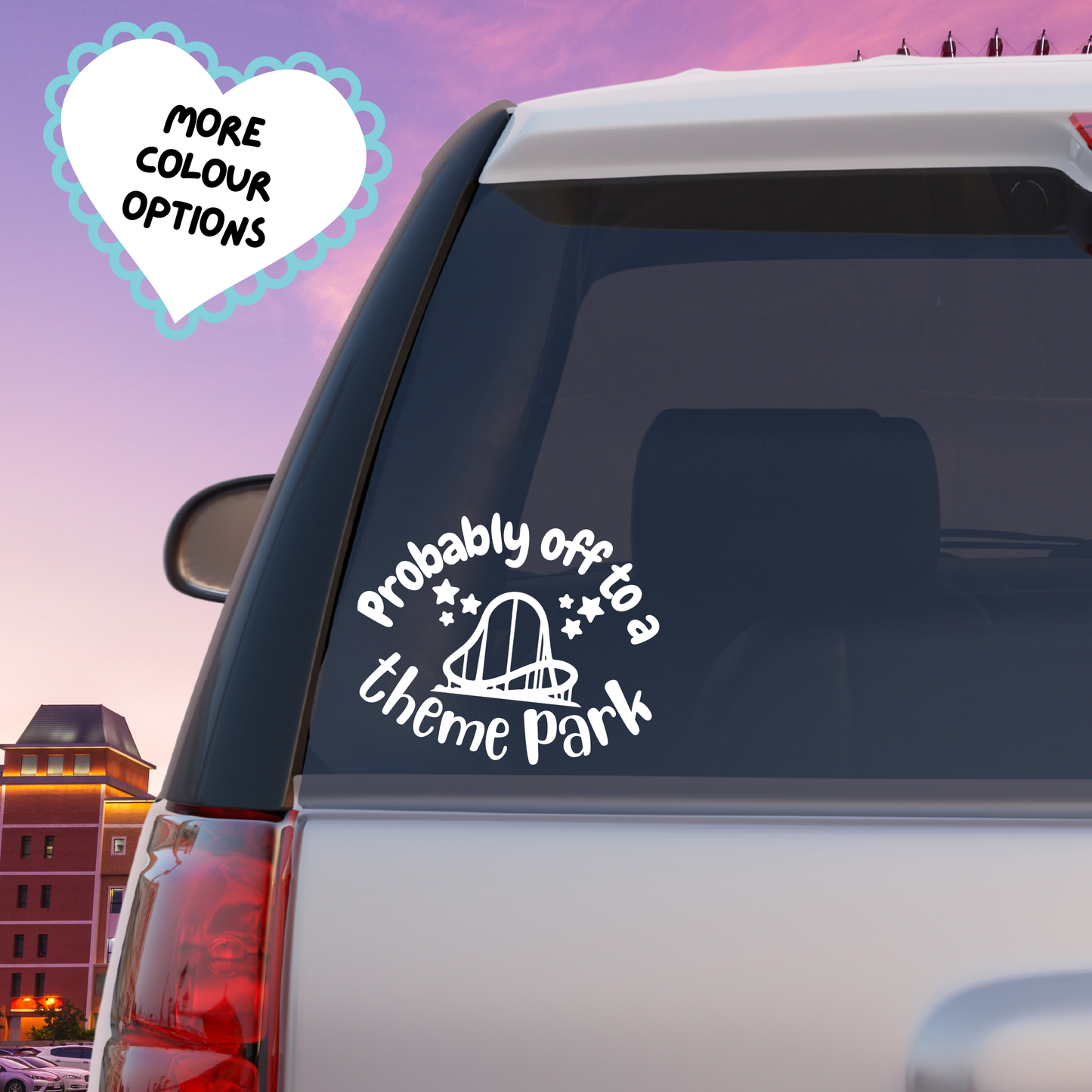 Probably Off To A Theme Park, Theme Park Enthusiast Vinyl Sticker, Car Bumper Sticker, Rollercoaster Enthusiast Gift, Campervan Stickers, Travel Sticker, Mirror Decal