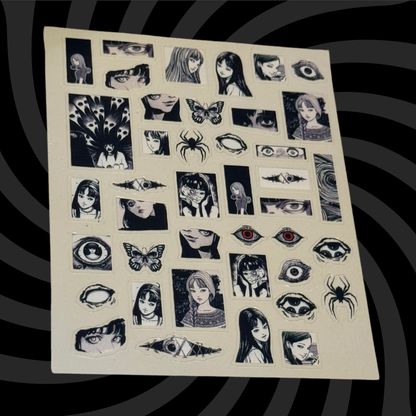 Junji Ito - Cosplay, Press On Nails Set, Horror Nails, Halloween Press Ons, Alternative Nails, Horror Nails, Junji Ito Nails, Manga Nails, Anime Press On Nails