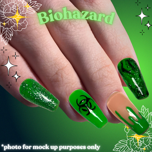 Biohazard - Cosplay, Press On Nails Set, Theme Park Nails, Nerdy Press On Nails, Alternative Nails
