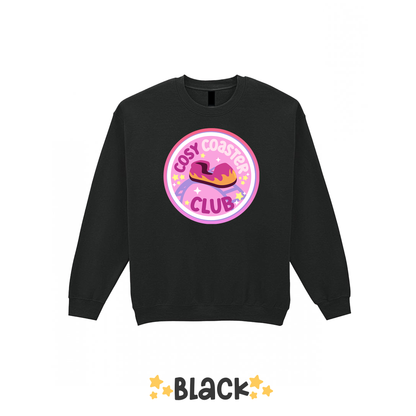 Cosy Coaster Club Sweatshirt, Theme Park Apparel, Theme Park Sweatshirt, Plus Size, Rollercoaster Clothes, Rollercoaster Enthusiast Merch