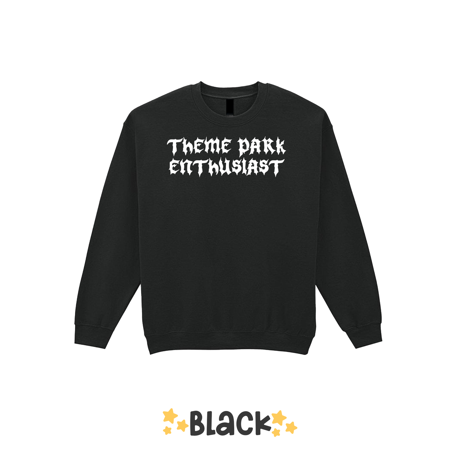Gothic Style Theme Park Enthusiast Sweatshirt (White), Theme Park Apparel, Theme Park Sweatshirt, Plus Size, Rollercoaster Clothes, Rollercoaster Enthusiast Merch