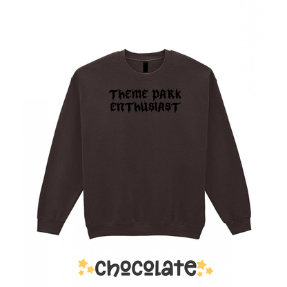 Gothic Style Theme Park Enthusiast Sweatshirt (Black), Theme Park Apparel, Theme Park Sweatshirt, Plus Size, Rollercoaster Clothes, Rollercoaster Enthusiast Merch