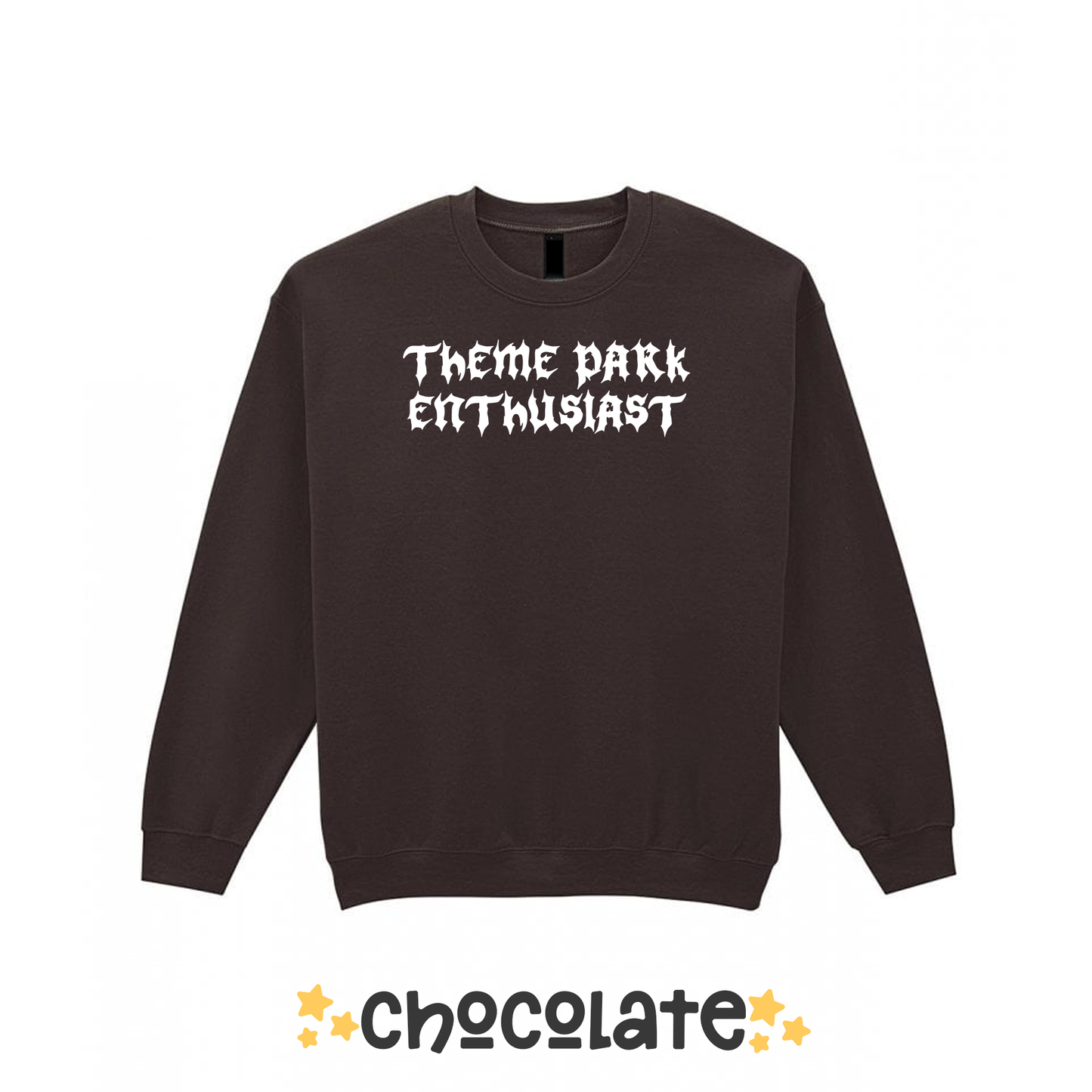 Gothic Style Theme Park Enthusiast Sweatshirt (White), Theme Park Apparel, Theme Park Sweatshirt, Plus Size, Rollercoaster Clothes, Rollercoaster Enthusiast Merch
