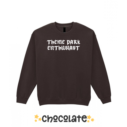 Gothic Style Theme Park Enthusiast Sweatshirt (White), Theme Park Apparel, Theme Park Sweatshirt, Plus Size, Rollercoaster Clothes, Rollercoaster Enthusiast Merch