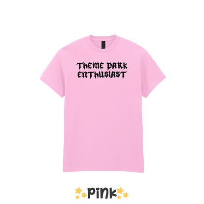 Gothic Style "Theme Park Enthusiast" T-Shirt (Black Print)