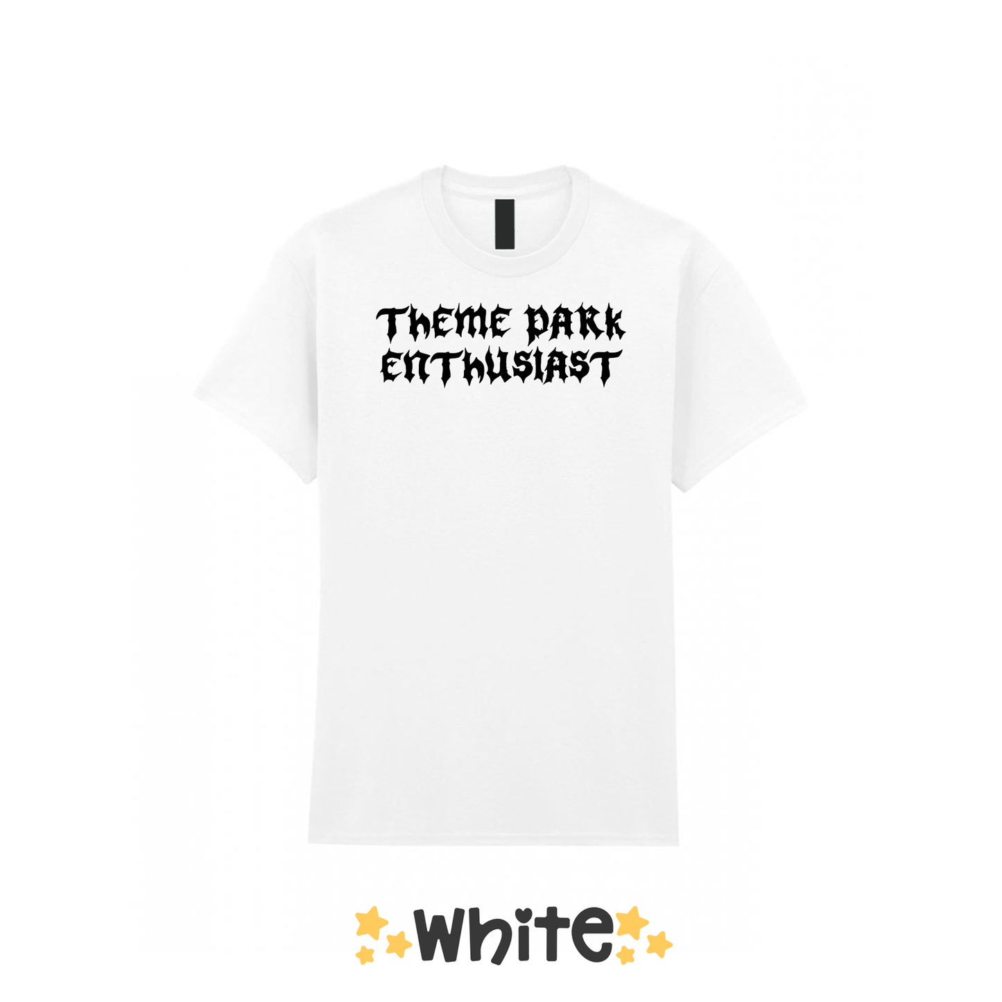 Gothic Style "Theme Park Enthusiast" T-Shirt (Black Print)