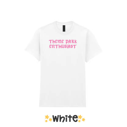 Gothic Style Theme Park Enthusiast T-Shirt (Pink), Theme Park T-Shirt, Rollercoaster Clothes, Rollercoaster Enthusiast Merch T-Shirt, Halloween Theme Park Merch,Theme Park Apparel, Theme Park T-Shirt, Plus Size, Rollercoaster Clothes