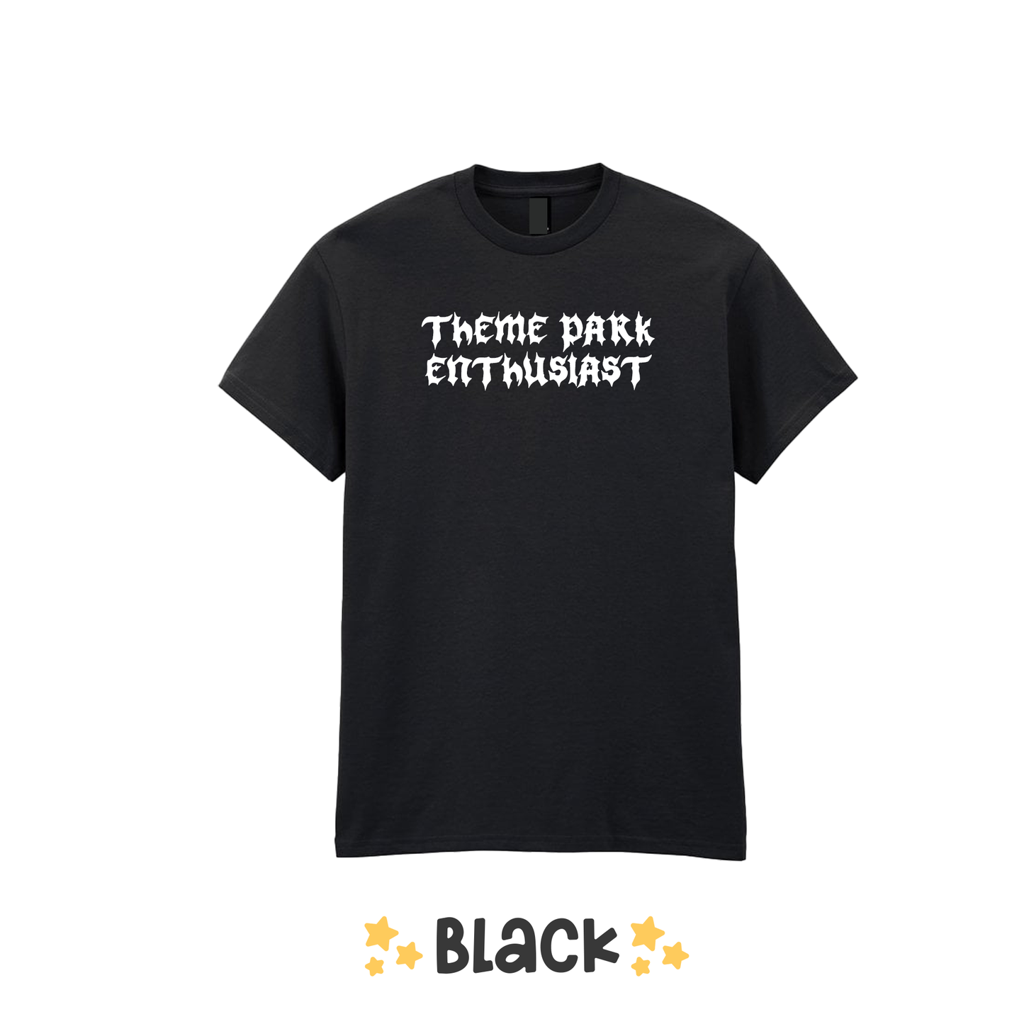 Gothic Style "Theme Park Enthusiast" T-Shirt (White Print)