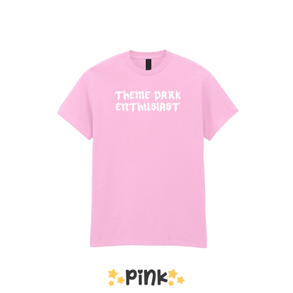 Gothic Style "Theme Park Enthusiast" T-Shirt (White Print)