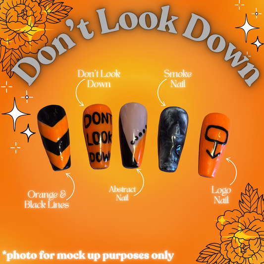 Don't Look Down - Cosplay, Press On Nails Set, Theme Park Nails, Nerdy Press On Nails, Alternative Nails