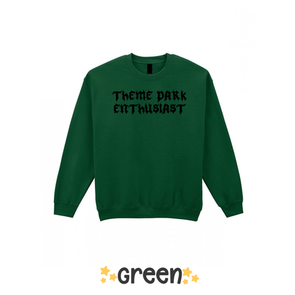 Gothic Style Theme Park Enthusiast Sweatshirt (Black), Theme Park Apparel, Theme Park Sweatshirt, Plus Size, Rollercoaster Clothes, Rollercoaster Enthusiast Merch