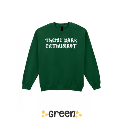 Gothic Style Theme Park Enthusiast Sweatshirt (White), Theme Park Apparel, Theme Park Sweatshirt, Plus Size, Rollercoaster Clothes, Rollercoaster Enthusiast Merch