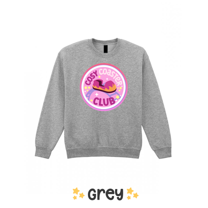 Cosy Coaster Club Sweatshirt, Theme Park Apparel, Theme Park Sweatshirt, Plus Size, Rollercoaster Clothes, Rollercoaster Enthusiast Merch