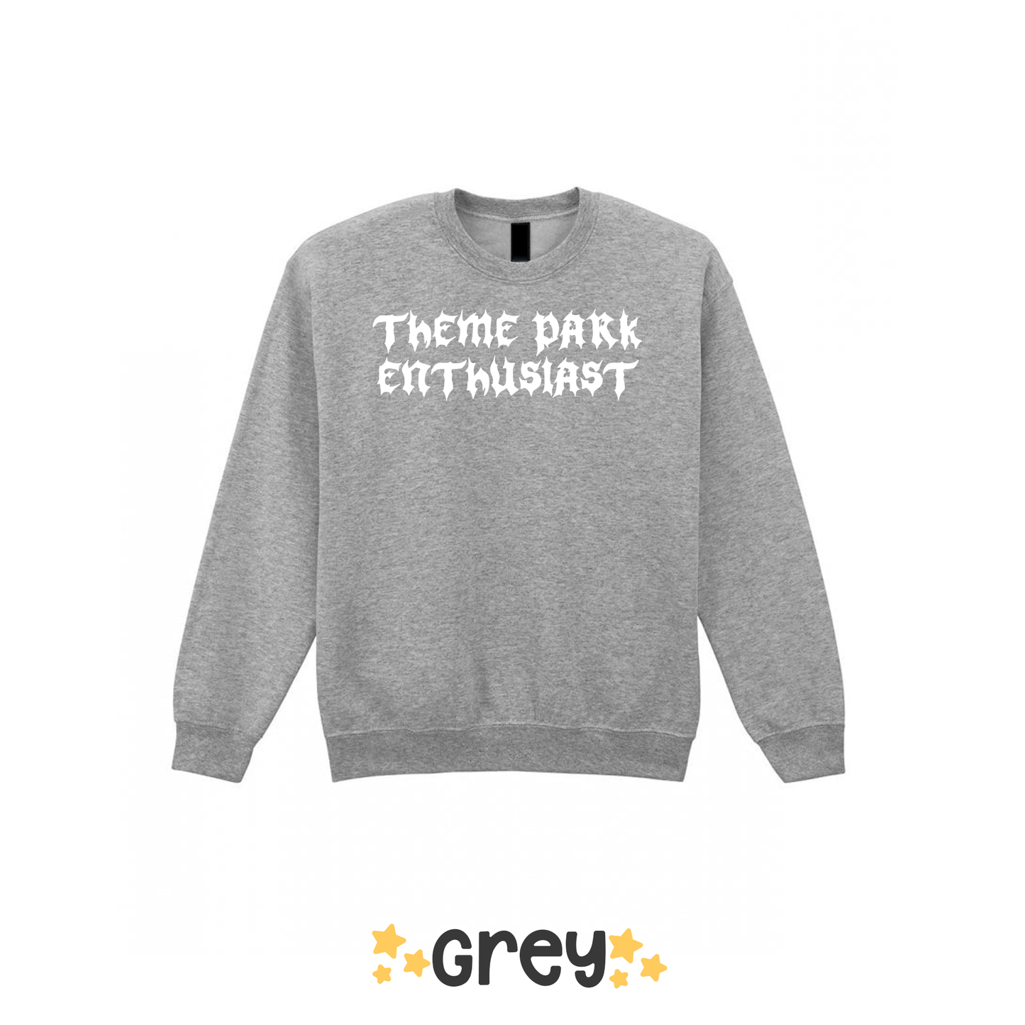 Gothic Style Theme Park Enthusiast Sweatshirt (White), Theme Park Apparel, Theme Park Sweatshirt, Plus Size, Rollercoaster Clothes, Rollercoaster Enthusiast Merch