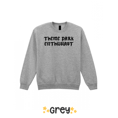 Gothic Style Theme Park Enthusiast Sweatshirt (Black), Theme Park Apparel, Theme Park Sweatshirt, Plus Size, Rollercoaster Clothes, Rollercoaster Enthusiast Merch