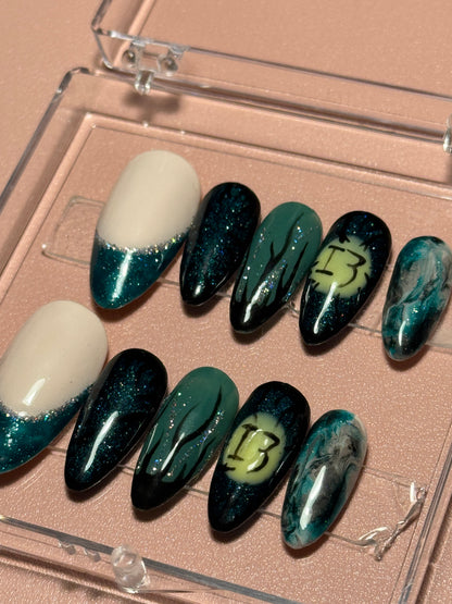 Down To The Woods -  Press On Nails Set, Theme Park Nails, Nerdy Press On Nails, Alternative Nails