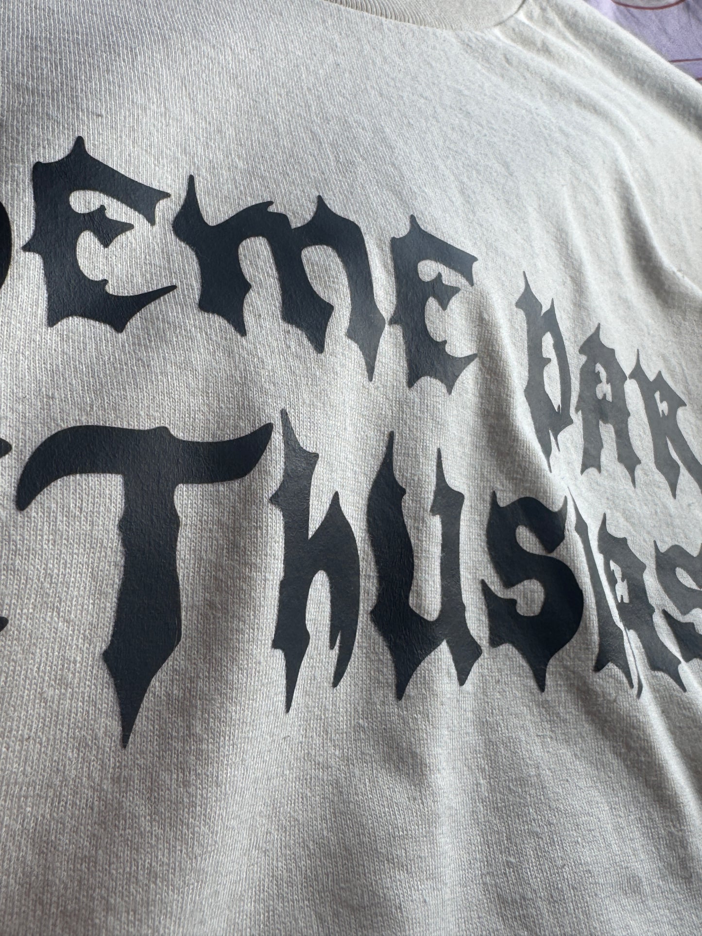Oopsie! Gothic Style "Theme Park Enthusiast" T-Shirt (Pink Print) (XL, Cream)