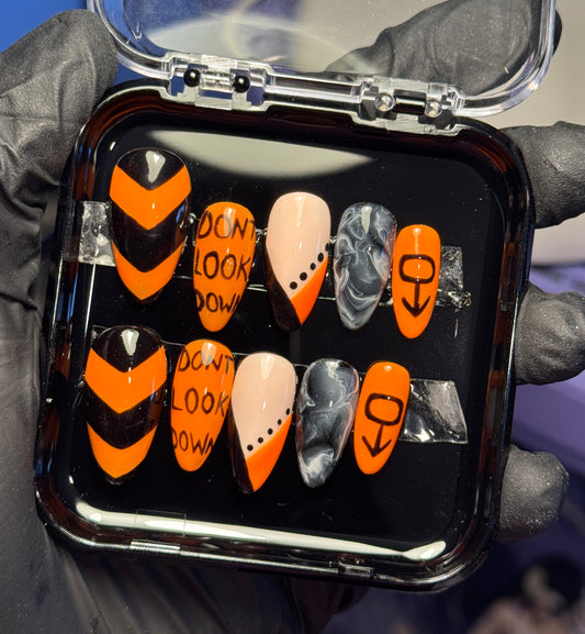 Don't Look Down - Cosplay, Press On Nails Set, Theme Park Nails, Nerdy Press On Nails, Alternative Nails