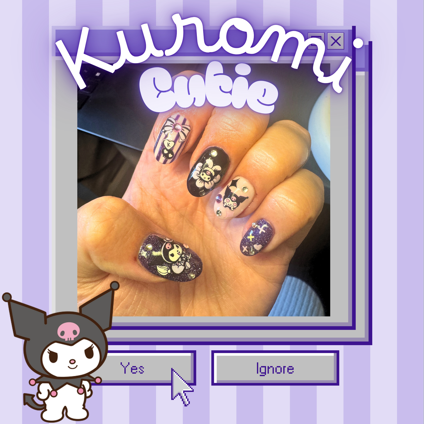 Kuromi Cutie - Kuromi Nails, Press On Nails, Custom Press On Nails, Sanrio Nails, UK Press On Nails, Kawaii Nail Design