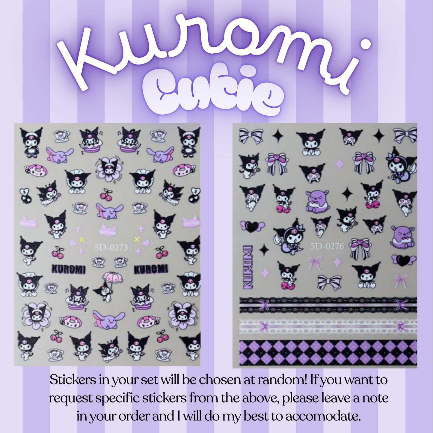 Kuromi Cutie - Kuromi Nails, Press On Nails, Custom Press On Nails, Sanrio Nails, UK Press On Nails, Kawaii Nail Design