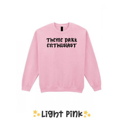 Gothic Style Theme Park Enthusiast Sweatshirt (Black), Theme Park Apparel, Theme Park Sweatshirt, Plus Size, Rollercoaster Clothes, Rollercoaster Enthusiast Merch