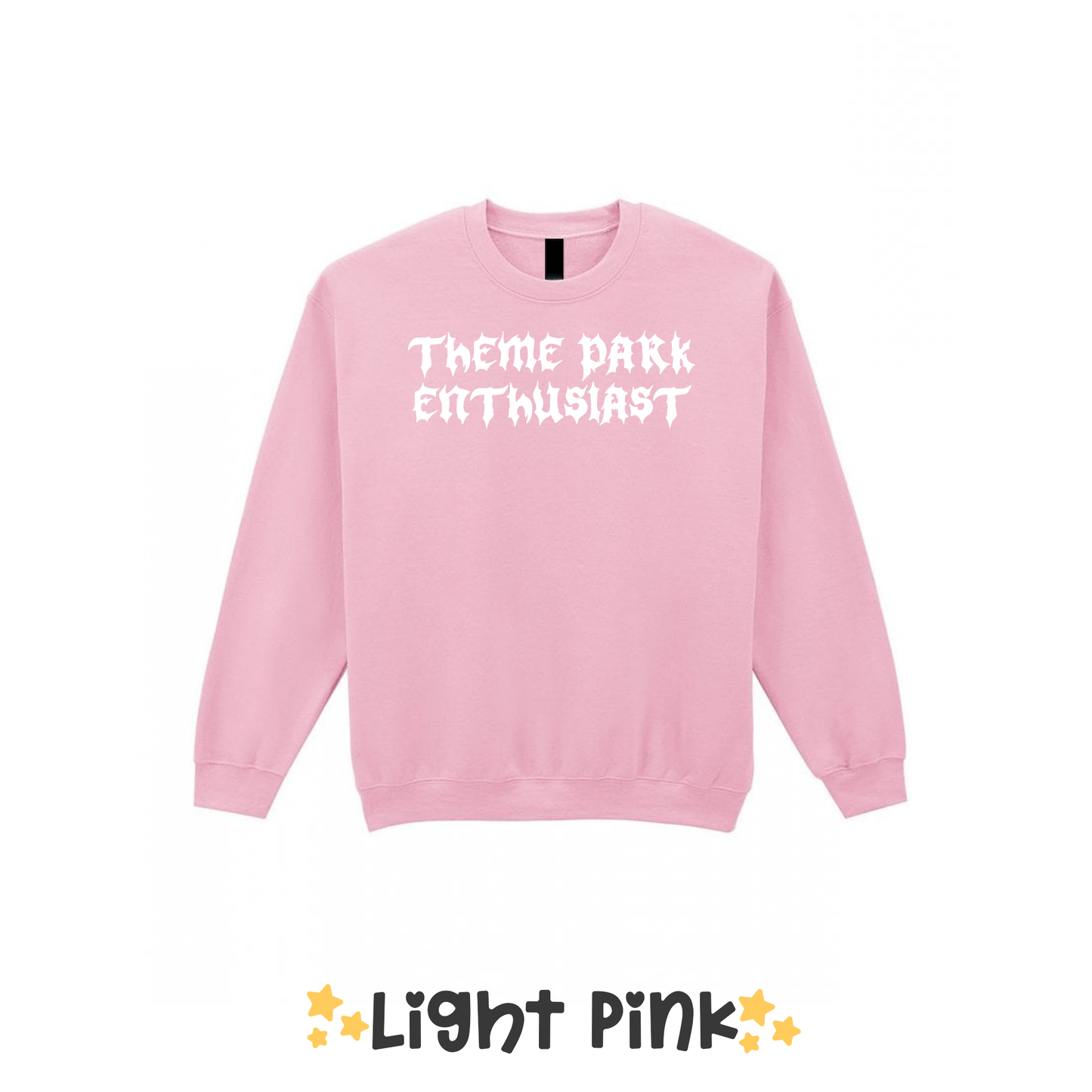 Gothic Style Theme Park Enthusiast Sweatshirt (White), Theme Park Apparel, Theme Park Sweatshirt, Plus Size, Rollercoaster Clothes, Rollercoaster Enthusiast Merch