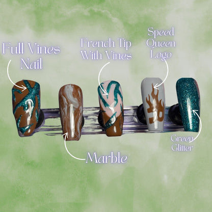 Speed Queen - Cosplay, Press On Nails Set, Theme Park Nails, Nerdy Press On Nails, Alternative Nails
