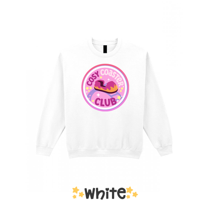 Cosy Coaster Club Sweatshirt, Theme Park Apparel, Theme Park Sweatshirt, Plus Size, Rollercoaster Clothes, Rollercoaster Enthusiast Merch