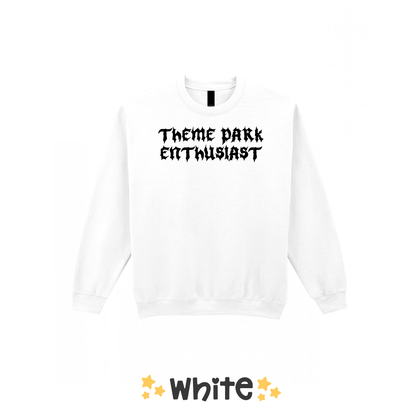 Gothic Style Theme Park Enthusiast Sweatshirt (Black), Theme Park Apparel, Theme Park Sweatshirt, Plus Size, Rollercoaster Clothes, Rollercoaster Enthusiast Merch