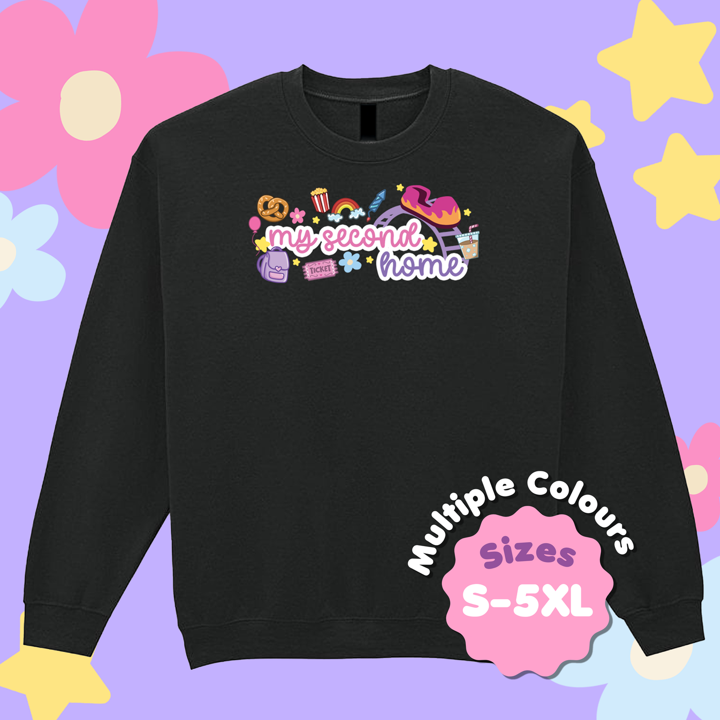 My Second Home Sweatshirt, Theme Park Apparel, Theme Park Sweatshirt, Plus Size, Rollercoaster Clothes, Rollercoaster Enthusiast Merch