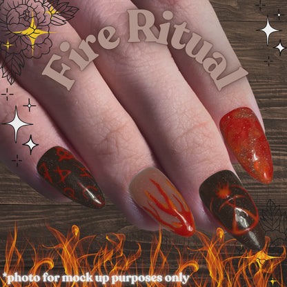 Fire Ritual - Cosplay, Press On Nails Set, Theme Park Nails, Nerdy Press On Nails, Alternative Nails