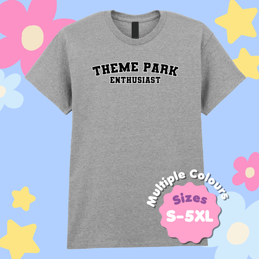 Varsity Theme Park Enthusiast T-Shirt, Theme Park T-Shirt, Rollercoaster Clothes, Rollercoaster Enthusiast Merch T-Shirt, Halloween Theme Park Merch, Pumpkin Spice Theme Park Apparel, Theme Park T-Shirt, Plus Size, Rollercoaster Clothes, Enthusiast Merch