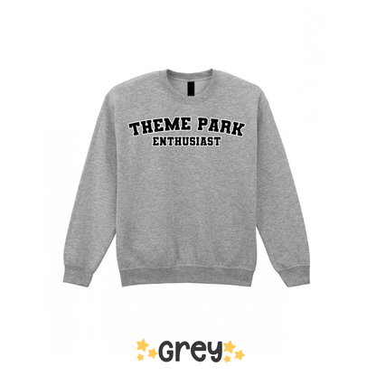 Varsity Theme Park Enthusiast Sweatshirt, Theme Park Apparel, Theme Park Sweatshirt, Plus Size, Rollercoaster Clothes, Rollercoaster Enthusiast Merch (Copy)