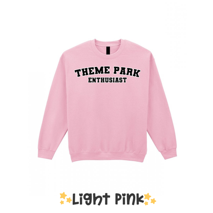 Varsity Theme Park Enthusiast Sweatshirt, Theme Park Apparel, Theme Park Sweatshirt, Plus Size, Rollercoaster Clothes, Rollercoaster Enthusiast Merch (Copy)